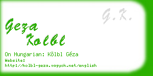geza kolbl business card